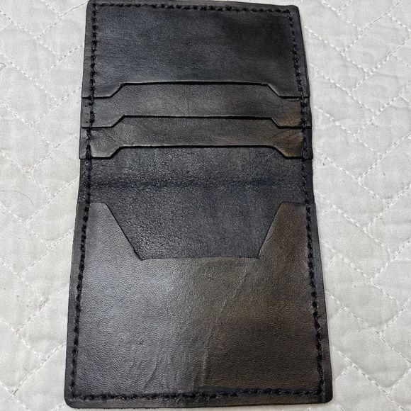 Hand Crafted Other - Handmade Custom Black Slim Folding Wallet w/ Pockets - OS
